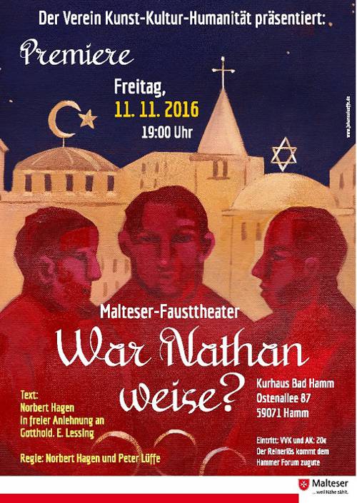 Plakat des Malteser Fausttheaters Hamm zum Stück "War Nathan weise?"