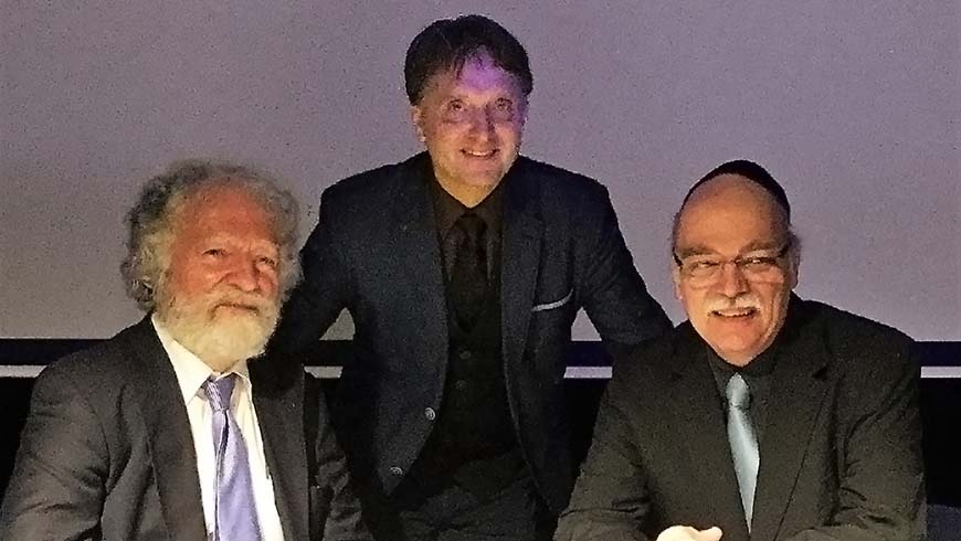v.r.: Rabbi Prof. Dr. Nachama, Elmar Vogel (Meister der Loge), Dr. Friedmann Görbing (Meister der Forschungsloge)