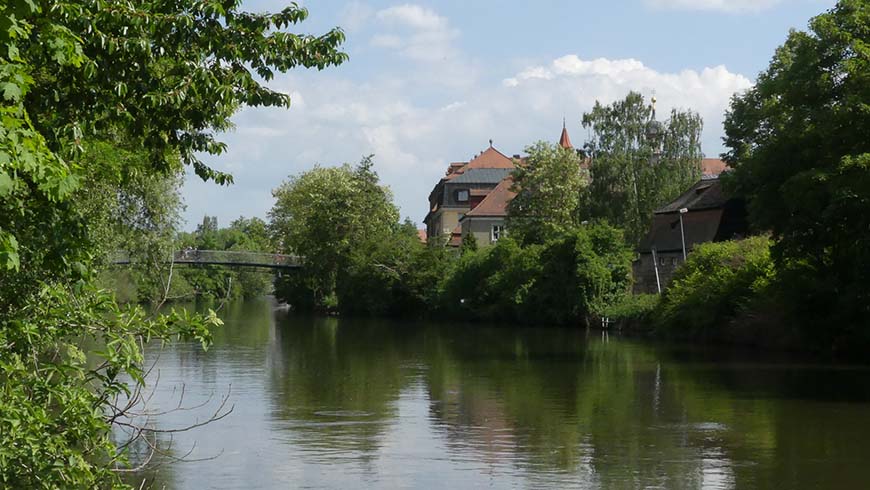 Die Regnitz prägt das Stadtbild Bambergs wesentlich.